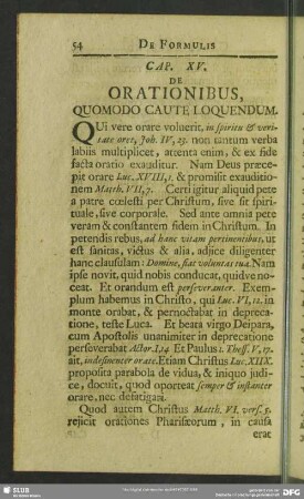 Cap. XV. De Orationibus, Quomodo Caute Loquendum