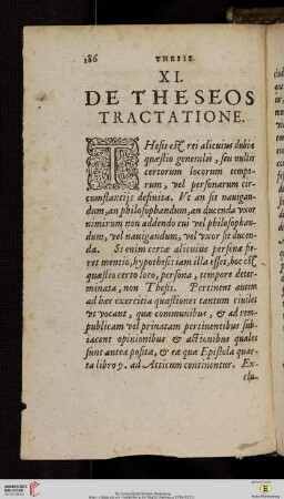 XI. De theseos tractatione