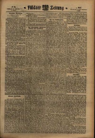 Vierte Ausgabe vom Samstag, den 16. April 1910.