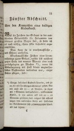 Fünfter Abschnitt. Von den Kennzeichen einer baldigen Niederkunft.