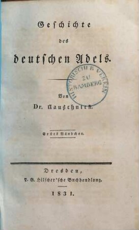Geschichte des deutschen Adels, 1