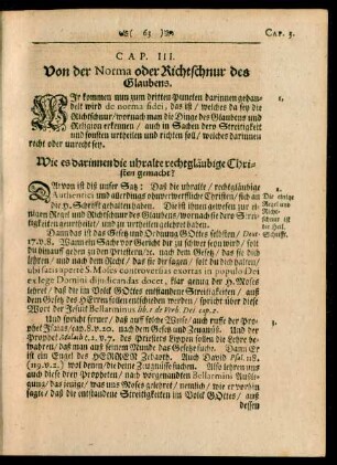 Cap. III. Von der Norma oder Richtschnur des Glaubens.