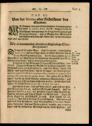 Cap. III. Von der Norma oder Richtschnur des Glaubens.