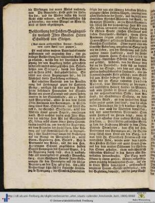 Beschreibung des Leichen-Begängnisses weiland Ihro Gnaden Herrn Schultheiß von Steiger.