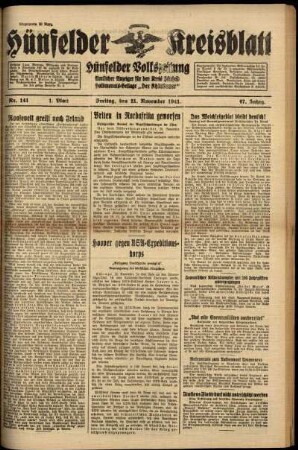 Erste Ausgabe vom Freitag, den 21. November 1941.