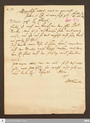Brief von August Hermann Francke an Heinrich Julius Elers.