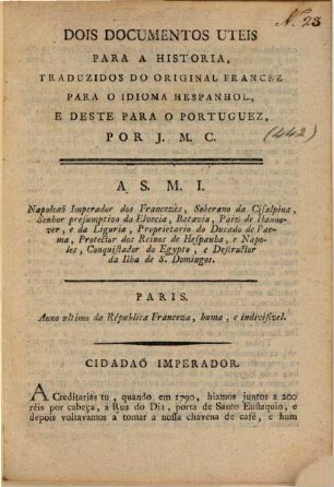 Dois documentos uteis para a historia