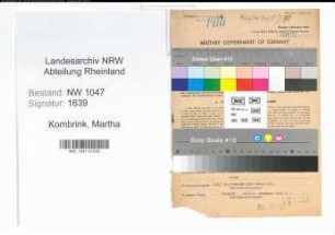 Entnazifizierung Martha Kombrink , geb. 04.08.1897 (Lehrerin)