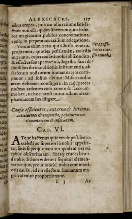Causæ efficientes, externæ & internæ, antecedentes & conjunctæ, pestilentiarum elementarium & inferiorum. Cap. VI.