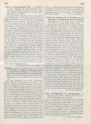 314 [Rezension] Jahrbuch der Gesellschaft für die Geschichte des Protestantismus im ehemaligen und im neuen Österreich ; 52. Jahrgang. 1931
