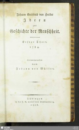 3: Ideen zur Geschichte der Menschheit : Erster Theil. 1784
