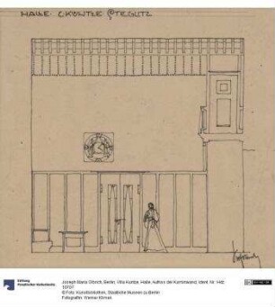 Berlin, Villa Kuntze, Halle, Aufriss der Kaminwand