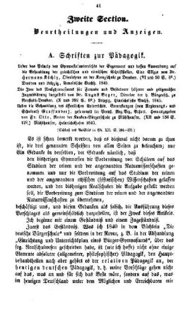 Beurtheilungen und Anzeigen : zweite Section