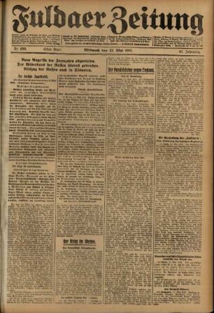 Erste Ausgabe vom Mittwoch, den 12. Mai 1915.