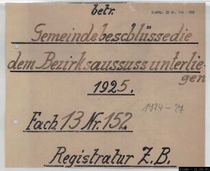 Gemeindebeschlüsse, die dem Bezirksausschuss unterliegen.
