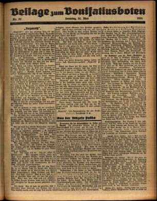 Zweite Ausgabe vom Sonntag, den 31. Mai 1931.