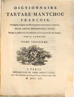 Dictionnaire Tartare-Mantchou François : Composé d'après un Dictionnaire Mantchou-Chinois, 3