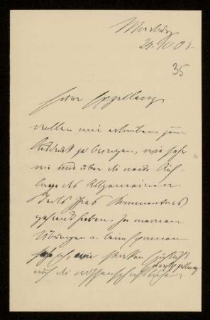 35: Brief von Fritz André an Gottlieb Planck, Marburg, 29.10.1903