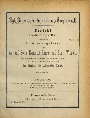 Bericht : über das Schuljahr .... 1887/88