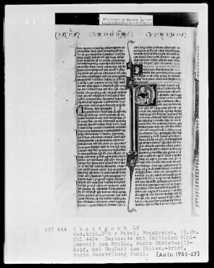Bibel — Textseite mit zwei figürlichen Darstellungen, Folio 442verso