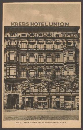 Ansichtskarte "Hotel Union", Königgrätzer Straße 32