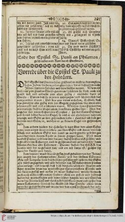 [Die Epistel St. Pauli zu den Hebräern]