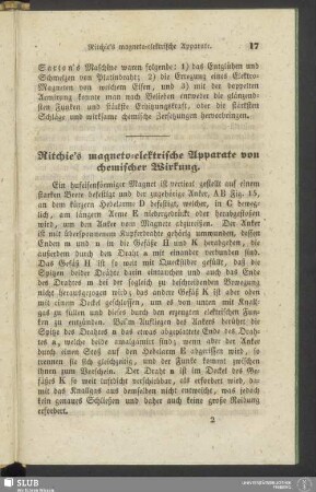 Ritchie's magneto-elektrische Apparate von chemischer Wirkung
