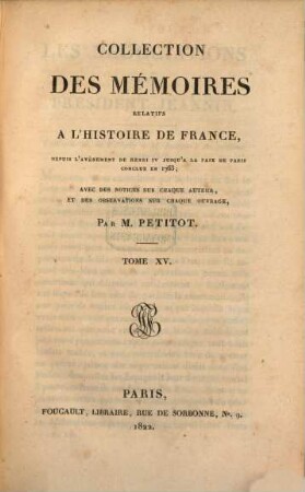 Collection des mémoires relatifs à l'histoire de France. 15, Négociations du président Jeannin, T. V