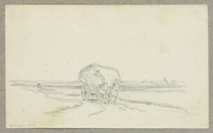 Beladener Heuwagen auf einem Fahrweg