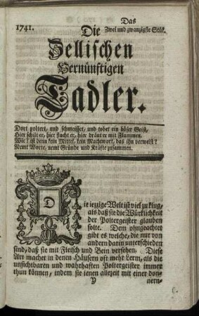1741. Das Zwei und zwanzigste Stük.