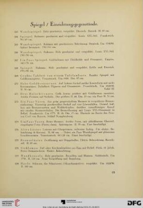 Spiegel / Einrichtungsgegenstände (Nr. 263-278)