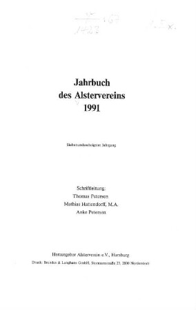 67.1991: Jahrbuch des Alstervereins e. V