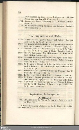 VII. Kupferwerke und Bücher