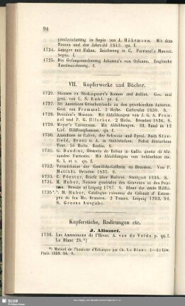 VII. Kupferwerke und Bücher