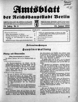 1937,5: Nr. 5, 31. Januar 1937