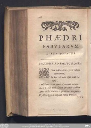 Phaedri Fabularum. Liber Quintus.