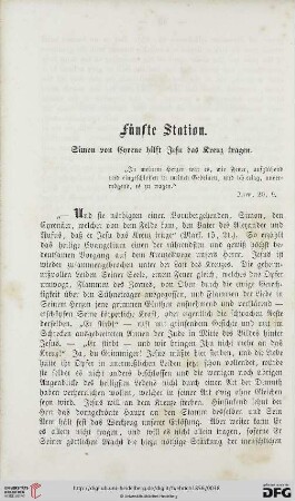 Fünfte Station. Simon von Cyrene hilft Jesu das Kreuz tragen
