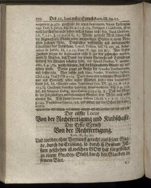 Der eilffte Locus Von der Rechtfertigung und Kindschafft.