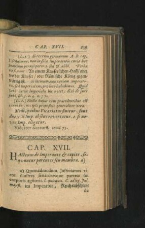 Cap. XVII. Hactenus de Imperante & capite, sequuntur parentes seu membra.