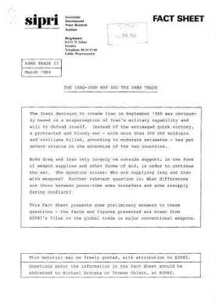 The Iraq-Iran war and the arms trade