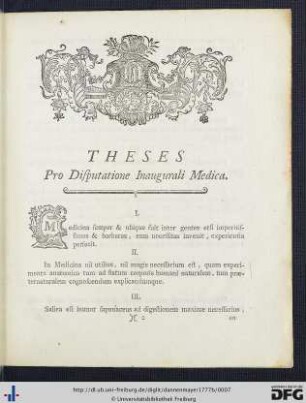 Theses Pro Disputatione Inaugurali Medica I - XXX.