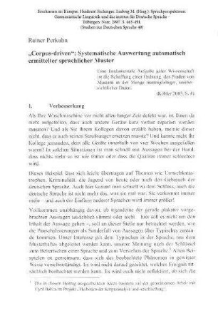 "Corpus-driven": Systematische Auswertung automatisch ermittelter sprachlicher Muster