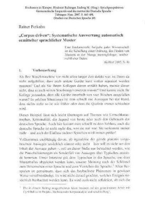 "Corpus-driven": Systematische Auswertung automatisch ermittelter sprachlicher Muster