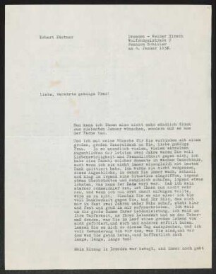 Brief von Erhart Kästner an Margarete Hauptmann