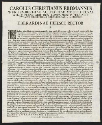 Carolus Christianus Erdmannus Wurtembergiae ac Tecciae...