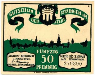 Geldschein / Notgeld, 50 Pfennig, 1.3.1921