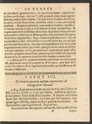 Caput VIII. Tertium & quartum nostrum argumentum ab ...