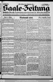 Saale-Zeitung : allgemeine Zeitung für Mitteldeutschland ; Hallesche neueste Nachrichten