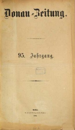 Donau-Zeitung. 1885,1/3 = Jg. 95