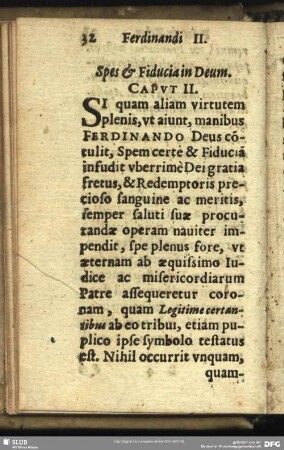 Spes & Fiducia in Deum. Caput. II.